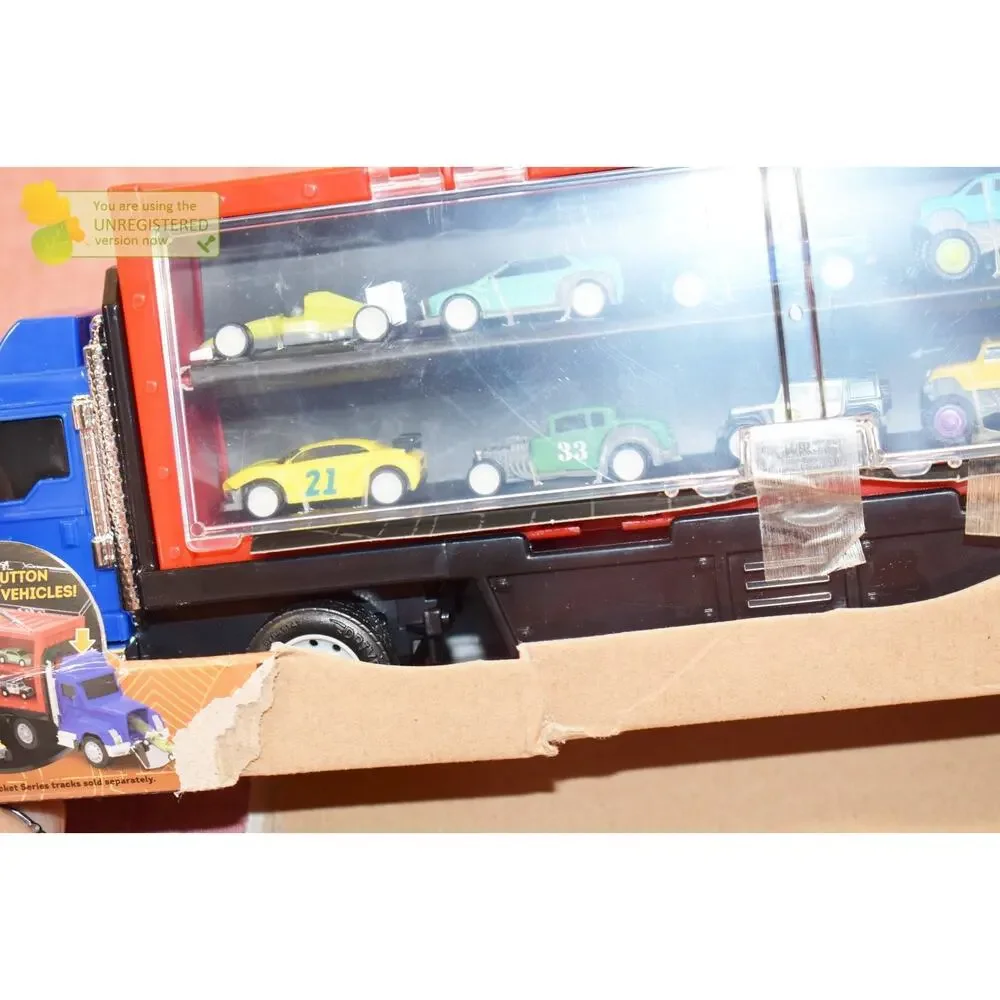 DRIVEN by Battat Pocket Carrier Truck with 10 Pocket Size Cars